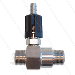 Chemicali&euml;n injector - RVS - regelbaar - &Oslash;2.1mm (120) - 350 Bar - 30 l/min - max 90&deg;C - 2 x 3/8&quot; bu