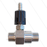 Chemicali&euml;n injector - RVS - regelbaar - &Oslash;1.5mm (065) - 350 Bar - 30 l/min - max 90&deg;C - 2 x 3/8&quot; bu