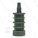 Chemiefilter - kunststof - grijs - messing verzwaard - RVS met klep - 355 m&micro; - 1,5 l/min - max 40&deg;C - slangpilaar 6 tot 8mm