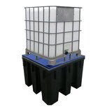 Lekbak voor IBC, 1100 liter, 1380x1280x1000mm met kunststof rooster