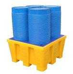 Lekbak, 880 liter 1290x1290x705 mm, voor 4 vaten met kunststof rooster