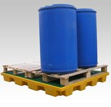 Lekbak 240 liter, met kunststof rooster, 1610x1270x150 mm geel