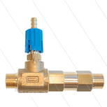 LS12 - Schuiminjector - messing - &Oslash;2.1mm (120) - 220 Bar - 35 l/min - max 90&deg;C - 2x 3/8&quot; bu - regelknop Blauw