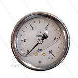 Manometer 0-10 Bar - 1/4&quot; bu - achteraansluiting - &Oslash;63mm