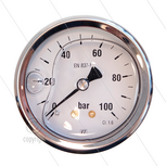 Manometer 0-100 Bar - 1/4&quot; bu - achteraansluiting - &Oslash;63mm