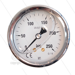 Manometer 0-250 Bar - 1/4&quot; bu - achteraansluiting - &Oslash;63mm