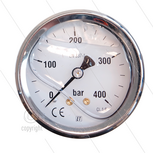 Manometer 0-400 Bar - 1/4&quot; bu - achteraansluiting - &Oslash;63mm