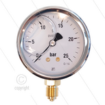 Manometer 0-25 Bar - 1/4&quot; bu - onderaansluiting - &Oslash;63mm