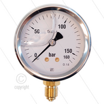 Manometer 0-160 Bar - 1/4&quot; bu - onderaansluiting - &Oslash;63mm