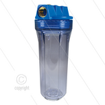 Patroonfilter 9&quot; - 2x 3/4&quot; bi - transparant glas - H=306mm - max 8,6 Bar - max 40&deg;C