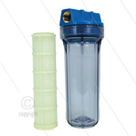 Patroonfilter 9&quot; - 2x 3/4&quot; bi - transparant glas - inclusief 60 m&micro; gaaspatroon - 27 l/min - H=306mm - max 8,6 Bar - max 40&deg;C