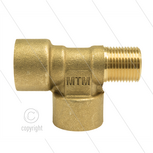 T-stuk - messing - 300 Bar - 2 x 3/8&quot; bi + 1 x 3/8&quot; bu