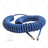 Spiraalslang blauw PU - L=4,0m - &Oslash;10mm - 2x 1/4&quot; bu met RVS koppelingen
