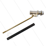 Vlotterafsluiter - messing - excl. drijver - L=255mm - 5 Bar - max 60&deg;C - 1/2&quot; bu - Debiet 1 Bar = 16 l/min - 5 Bar = 30 l/min - Schroefdraad t.b.v. vlotterbal 5/16&quot; bu