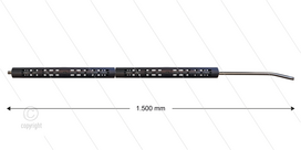 RP2 lans - L=1500mm - gebogen - RVS - open isolatie 2 x L=395mm - 250 Bar - max 150&deg;C - 2 x 1/4&quot; bu