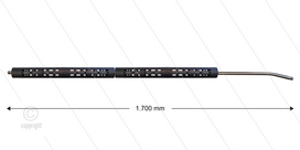 RP2 lans - L=1700mm - gebogen - RVS - open isolatie 2 x L=395mm - 250 Bar - max 150&deg;C - 2 x 1/4&quot; bu