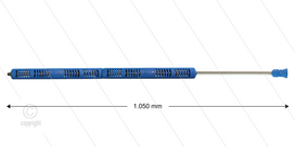 S3-350 - lans - L=1050mm - recht - RVS - blauw - open isolatie 2 x L=360mm - 350 Bar - max 160&deg;C - 2 x 1/4&quot; bu
