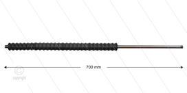 Iso77 lans - L=700mm - recht - RVS - isolatie L=400mm - 400 Bar - max 80&deg;C - 2 x 1/4&quot; bu