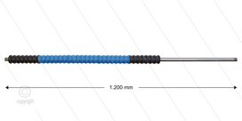 Iso77 lans - L=1200mm - recht - RVS - draaibare isolatie L=500mm - zwart/blauw/zwart - max 80&deg;C - 400 Bar - 2 x 1/4&quot; bu