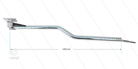 Mosmatic DKZbl - Zwenkarm plafond met LED-verlichting - L=1450mm - Z-uitvoering - in/uit 1/4&quot; bi - max 275 Bar - max 120&deg;C - Aansluitspanning: 24V - Lichtsterkte: 120 lux - Led&#039;s 30/m
