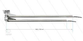 Mosmatic DDPbl - Zwenkarm dubbel plafond met LED-verlichting - L=1600 / 1750mm - in/uit 1/4&quot; bi - max 275 Bar - max 120&deg;C - Aansluitspanning: 24V - Lichtsterkte: 120 lux - Led&#039;s 30/m