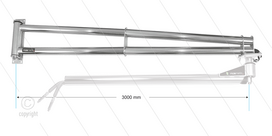 Mosmatic WSA-2R - Zwenkarm verlenging (2 binnenbuizen/aansluitingen) wandmontage - L=3000mm