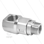 DGE Swivel - haaks - 1 lager - 1 1/2" bi x 1 1/2" bu - 200 Bar - NW36 - 30 tpm - max 120&deg;C - Afdichting NBR - Huis: messing vernikkeld - Binnenwerk: RVS - High flow