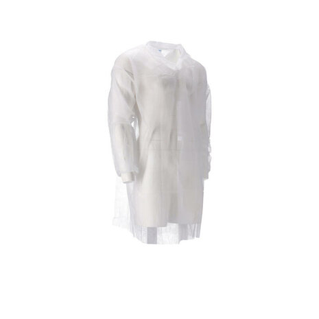 CMT Bezoekersjas Non Woven PP klittenband Wit - 100 stuks