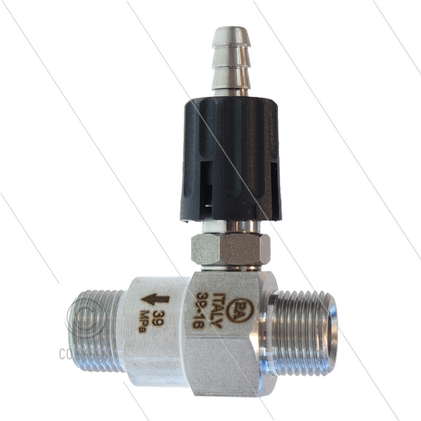 Chemicali&euml;n injector - RVS - regelbaar - &Oslash;1.8mm (090) - 350 Bar - 30 l/min - max 90&deg;C - 2 x 3/8&quot; bu
