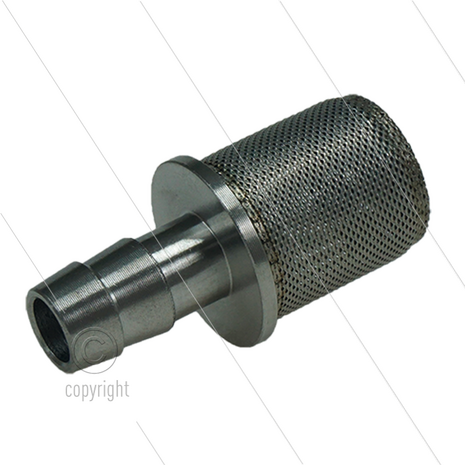 Chemiefilter - RVS 304 - 300 m&micro; - 1,5 l/min - max 90&deg;C - slangpilaar 8 mm