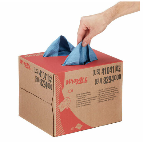 WypAll&reg; doek X80, Hydroknit&reg;, 1-laags, staalblauw, 42.7x28.2cm, 160doek/doos