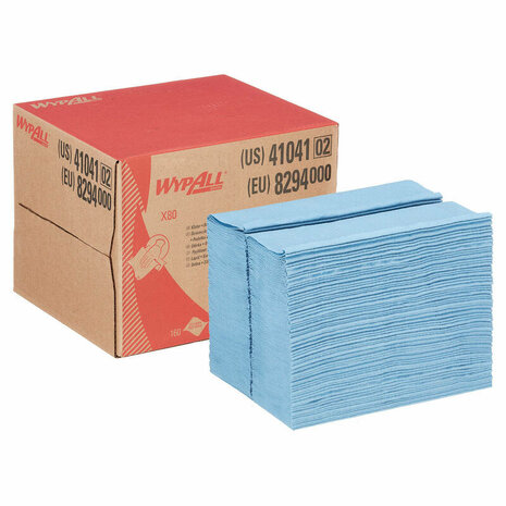 WypAll&reg; doek X80, Hydroknit&reg;, 1-laags, staalblauw, 42.7x28.2cm, 160doek/doos