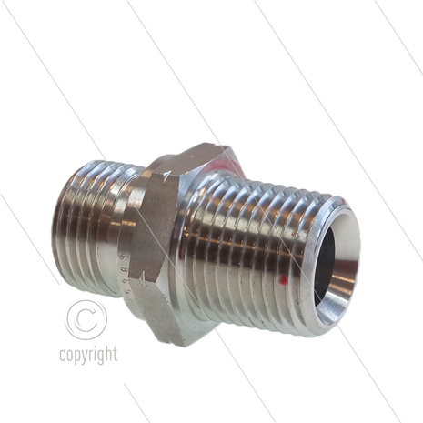 Dubbele nippel - RVS - 2 x 1 1/2&quot; bu - BSP - 200 Bar