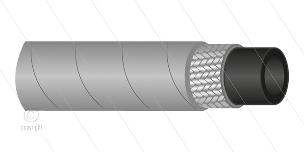 HD-slang - 1SC-10 (3/8&quot;) - grijs - 250 Bar - &Oslash;15,6mm - 150&deg;C
