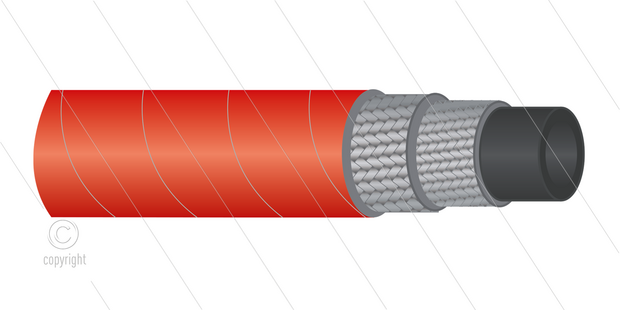 HD-slang - 2SN-10-600 (3/8&quot;) - Rood - 600 Bar - &Oslash;18,7mm - 150&deg;C
