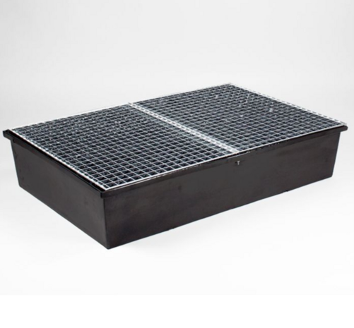 Lekbak 220 liter, 1200x800x250 mm met 2-delig rooster, gegalvaniseerd