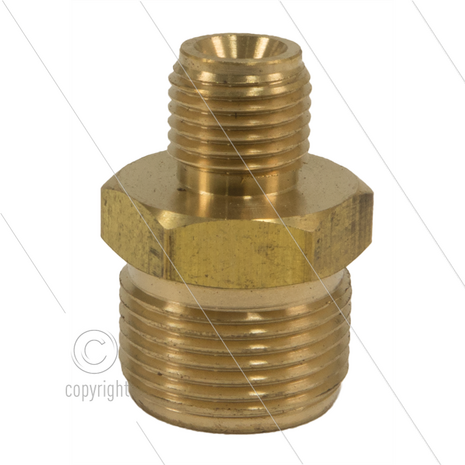 M22x1.5 - snelkoppeling nippel - messing - 250 Bar - &Oslash;14mm - max 150&deg;C - 1/4&quot; bu