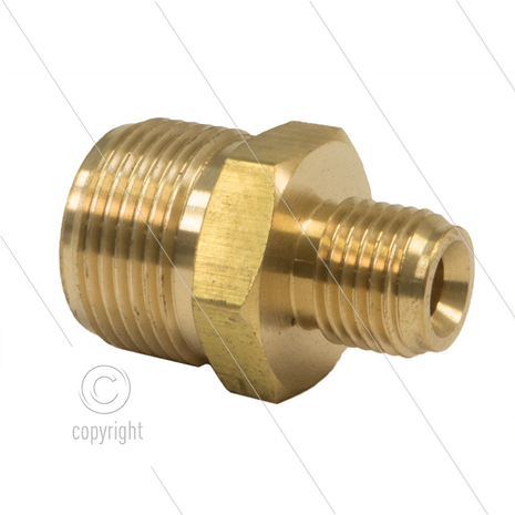 M22x1.5 - snelkoppeling nippel - messing - 250 Bar - &Oslash;14mm - max 150&deg;C - 1/4&quot; bu