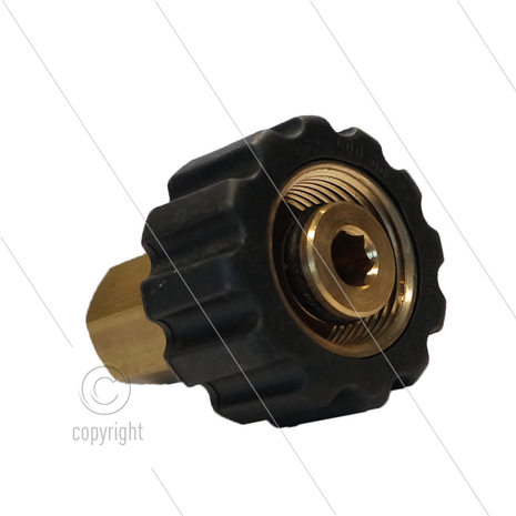 M22x1,5 - snelkoppeling wartel - messing - 250 Bar - &Oslash;14mm - max 150&deg;C - 1/8&quot; bi