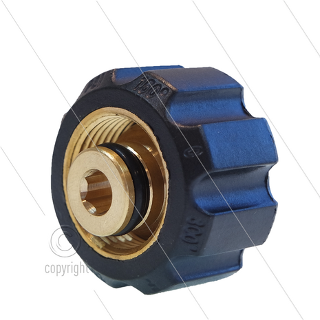 M22x1,5 - snelkoppeling wartel - messing - 250 Bar - &Oslash;14mm - max 150&deg;C - korte uitvoering - 1/4&quot; bi