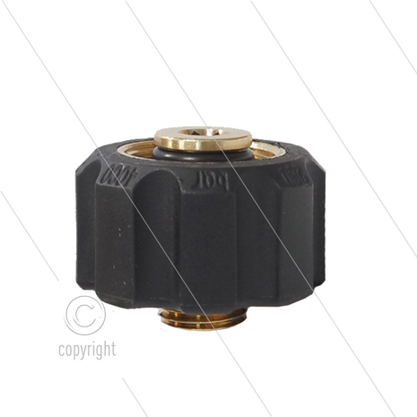 M22x1,5 - snelkoppeling wartel - messing - 250 Bar - &Oslash;14mm - max 150&deg;C - korte uitvoering - 1/4&quot;bu