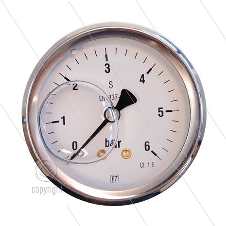 Manometer 0-6 Bar 1/4&quot; bu - achteraansluiting - &Oslash;63mm