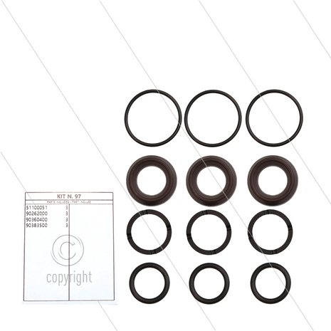 Kit 097 - Manchetset &Oslash;15mm 3 plunjers - Serie 51 Misting - HXM