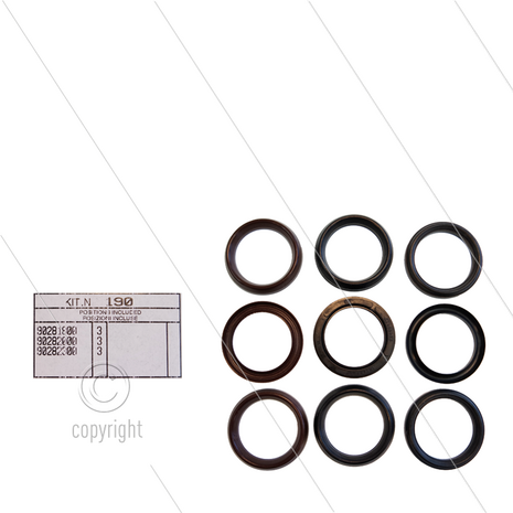 Kit 190 - Manchetset &Oslash;36mm voor 3 plunjers - W827 - Serie 69