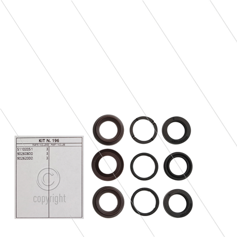 Kit 196 - Manchetset &Oslash;15mm voor 3 plunjers - Serie 60
