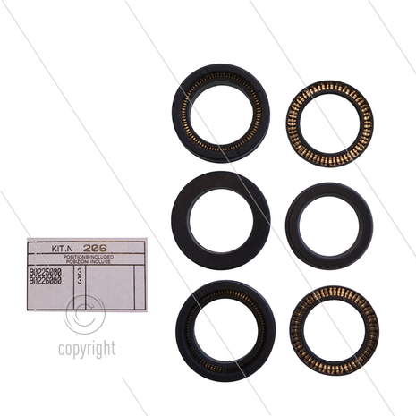 Kit 206 - Manchetset &Oslash;20mm voor 3 plunjers - serie 66(V)HT