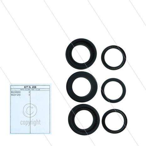Kit 208 - Manchetset &Oslash;22mm voor 3 plunjers - Serie 66(V)HT