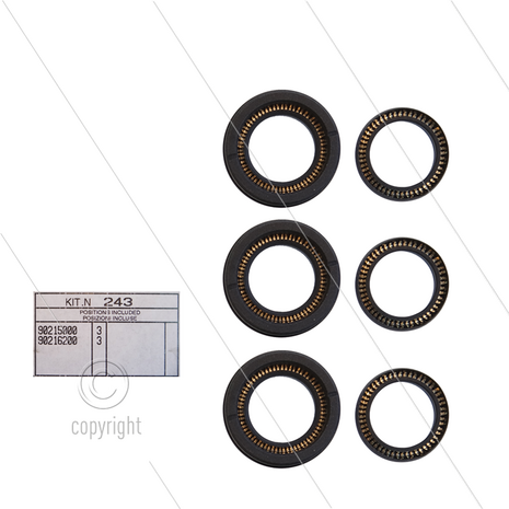 Kit 243 - Manchetset &Oslash;15mm voor 3 plunjers - serie 60(V)HT