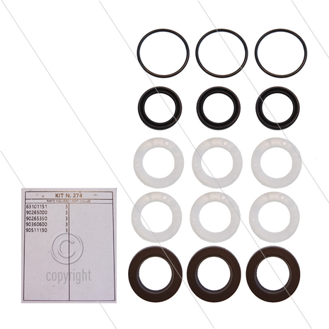 Kit 274 - Manchetset &Oslash;18mm voor 3 plunjers - serie 58