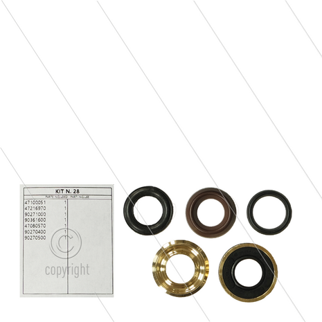 Kit 028 - Complete afdichtingsset &Oslash;20mm voor 1 plunjer - Serie 47 + 48